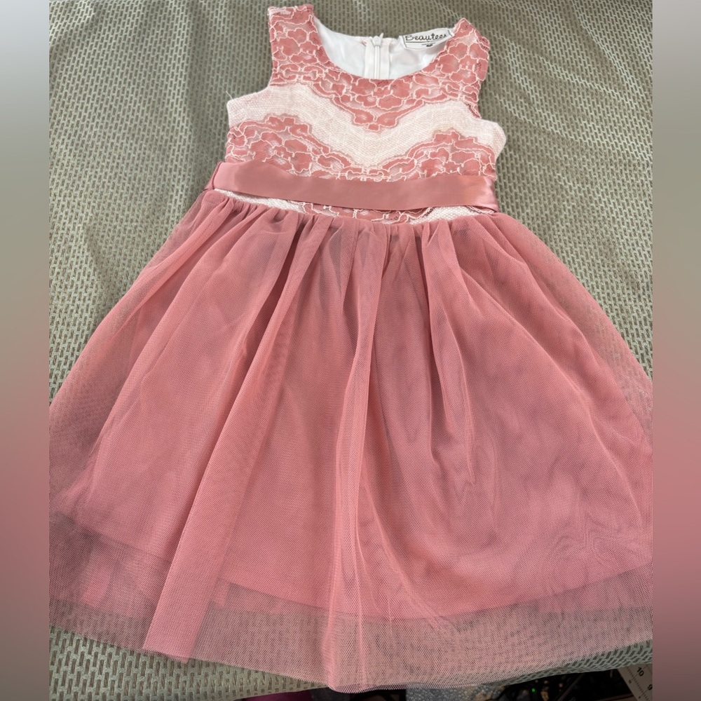 Beautees Girls Pink Lace & Tulle Party Dress Sleeveless Wedding Flower Girl 3T